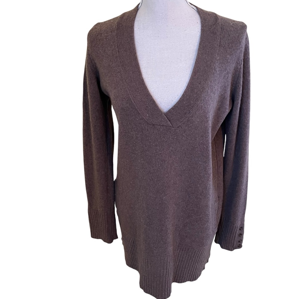 Zara Taupe V-neck Long Sleeve Tunic Sweater L